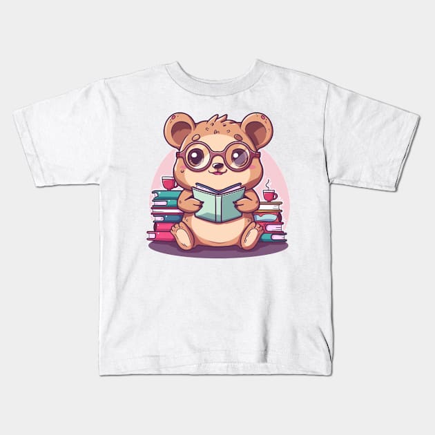 Cute Quokka reading a book Kids T-Shirt by MilkyBerry